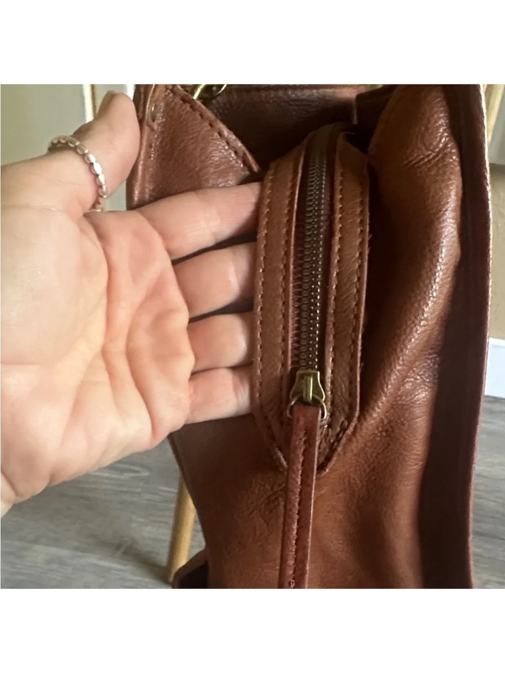 American Heritage Cognac Leather Shoulder Bag